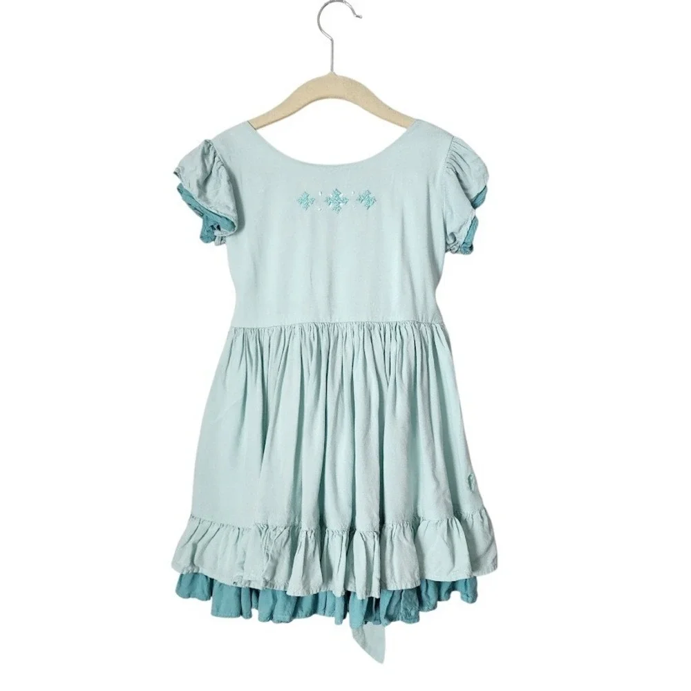 WELL DRESSED WOLF‎ Glorious Dress heirloom Light Blue Puff Sleeve Ruffle Girls 5